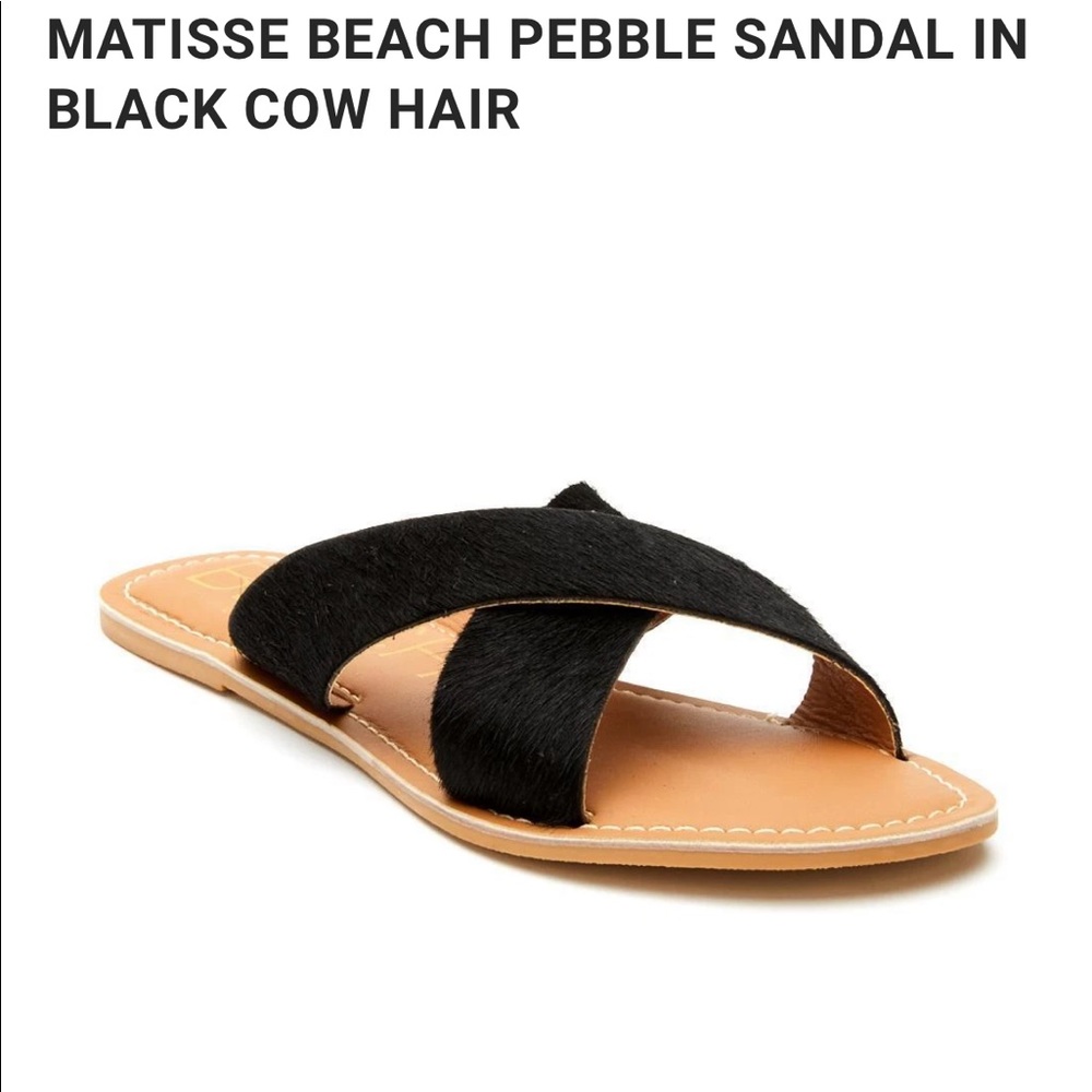 NWOB Matisse footwear black cow hair slip on sandal size 8